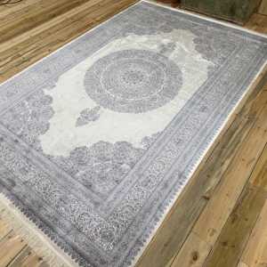 Alfombra Turca, Alfombra Grande de 6.3x6.7 pies, Alfombra Vintage de Seda Azul Abstracta - Product Image 3