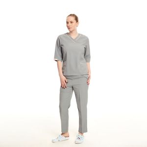 Combinaison de travail pour femmes en coton 100% écologique et légère, toile douce, confort flexible, couture durable, flux d'air fluide, hôpital - Product Image 4
