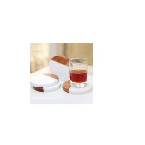 Dessous de verre en marbre de bois rond classique personnalisé sous-verres en pierre en bois gravés gratuits gratuits à graver pour la maison ou le bureau - Product Image 1