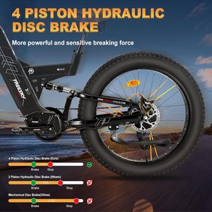 4000W doppio motore Ebike 40 + MPH 12V 70Ah alluminio freno a disco 12 velocità AWD elettrico Mountain Bike per adulti 24 "pneumatico grasso - Product Image 4