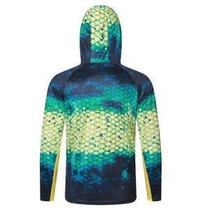 Sudadera con capucha de pesca para hombre de rendimiento ligero, diseño de ondas, tela transpirable de secado rápido, logotipo personalizado, ropa de pesca de alta función - Product Image 3