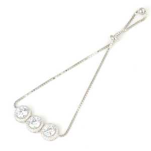 925 Sterling Silver <b>Adjustable</b> Round Zircon Stone <b>Bracelet</b> Elegant Crystal Bangles - Product Image 1