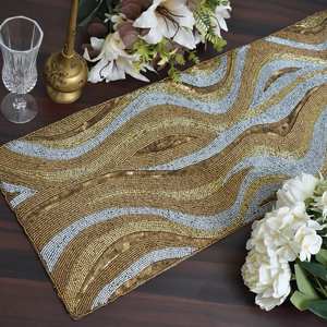 Chemin de table multicolore brodé, chemin de table moderne, idéal pour la décoration de table, décoration de la maison, sous-verre perlé - Product Image 4