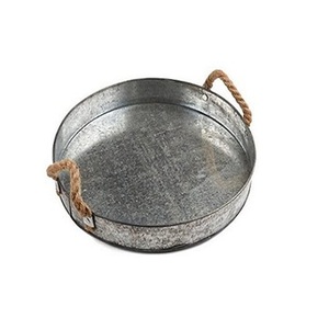 Lot de 2 plateaux de service à dessert de forme ronde poignées en métal plateau de restauration rapide de table inde accessoires de service durables et élégants - Product Image 2