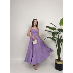 Vestido Midi Lila Elegante para Mujer missJANELL, Diseño con Cinturón y Botones al Frente, Confeccionado con Tela Premium de Poliéster y Elastano - Product Image 5