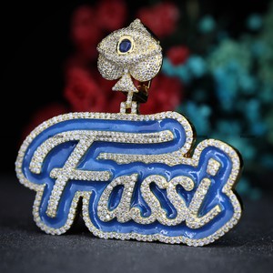 Pendentif personnalisé en moissanite taille brillant rond, double couche, émail bleu, avec anneau pour homme et femme par Phoenix Enterprise - Product Image 5