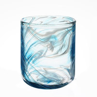 Porte-bougie cylindrique en verre soufflé à la bouche, design moderne populaire, fait à la main, récipient rond pour la décoration de la maison