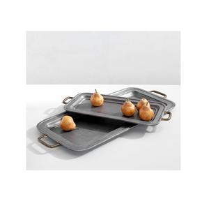 ใหม่ที่ไม่ซ้ำกันอลูมิเนียมสีทองตกแต่งถาดที่มีการออกแบบที่น่าตื่นตาตื่นใจจับไม้ที่ให้บริการสำหรับอาหาร - Product Image 3