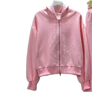 Ensemble de survêtement deux pièces pour femme, décontracté, uni, avec strass, style jogging, vente en gros - Product Image 4