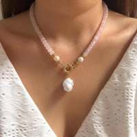 Collier de perles en pierre naturelle colorées sur mesure, perles d'eau douce, géométrique, baroque, non décolorant, bijoux tendance pour cadeau