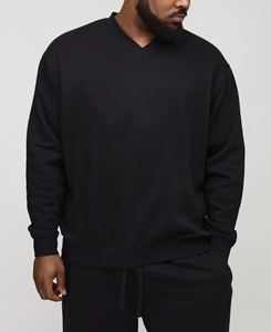 Sweat-shirt à col en V 2 pièces 100% coton de haute qualité pour hommes, pantalon de survêtement surdimensionné, ensemble de jogging, logo brodé personnalisé, coupe-vent - Product Image 3