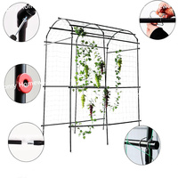 Arche de jardin en fer noir pour plantes grimpantes et support de concombres, résistante à la décomposition, pour jardinière surélevée extérieure avec filet