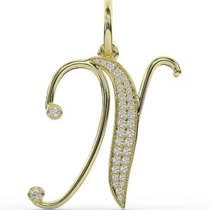 Collier personnalisé en or jaune 14 carats pour femme, bijoux de couple, collier en or avec diamants, lettre personnalisée, collier en laiton, pendentif - Product Image 1