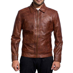 Chaqueta de Lona y Cuero Ligera para Hombre, Duradera, Informal, Lisa, Resistente al Viento e Impermeable, Hecha en Pakistán - Product Image 1