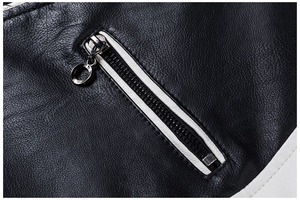 Hiver Nouveau Casual Motor Leather Jackets Hommes Automne Outdoor Fashion Biker Warm Canvas Stand Collar Front Waterproof Eco-Friendly - Product Image 5