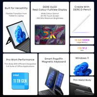 Tablette et Ordinateur Portable 2 en 1 Windows 11 Tactile de 13 Pouces, Intel N5095, pour Affaires et Éducation, avec Clavier Détachable
