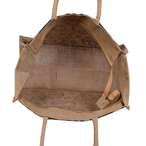 Kalamkari กระเป๋าช้อปปิ้งพิมพ์ลายปอกระเจาพร้อมสายรัดผ้าฝ้ายพิมพ์เทปซิป - Product Image 4