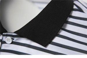 Nouveaux T-shirts à manches courtes pour hommes Polo à rayures noires et blanches pour les affaires sociales Sweat-shirt tricoté décontracté Logo personnalisé - Product Image 4