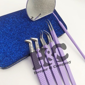 Pinzas de extensión de pestañas de volumen morado, pinzas de punta de fibra sostenible de acero inoxidable con logotipo de visón con agarre de diamante, novedad - Product Image 6