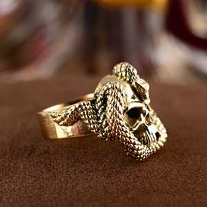 New Design Gothic Skull <b>Ring</b> Biker Brass <b>Rings</b> <b>Men</b> Antique Brass Snake Animal Jewelry Statement Band <b>Ring</b> <b>for</b> Wholesale/OEM/ODM - Product Image 2