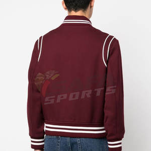 Chaqueta universitaria de béisbol de algodón para hombre, venta al por mayor, estilo deportivo de invierno, Letterman con soporte, cuello marinero, diseño abotonado - Product Image 5