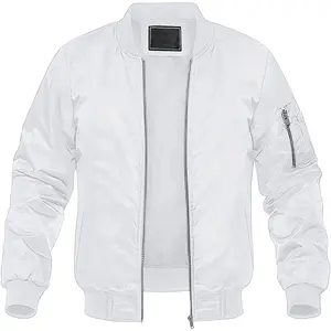 Good Quality White Flight bomber jacket men Taslan 100% Polyester fabric bomber jacket wholesale Bulk bomber jacket Best To Sell