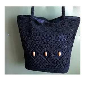 Sac fourre-tout bohème en macramé fait à la main Design unique doublure en cuir PU fermeture à glissière avec imprimé perle nœud dames filles - Product Image 2