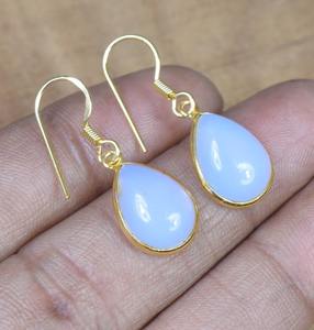 Classic 925 Sterling Silver Fine Jewelry Handmade Drop <b>Earrings</b> with Natural Chalcedony Gemstone for Parties - Product Image 6