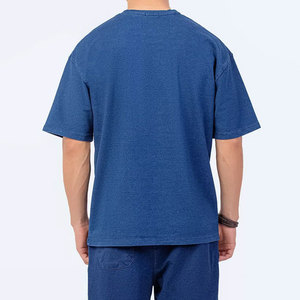 Shoulder Factory Sale New Design Plain <b>Denim</b> <b>Material</b> Plus Size Neck Streetwear Fashion T-Shirt Men's Wear Quick Dry Breathable - Product Image 5