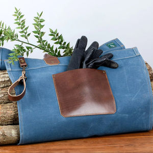 Grand transporteur de bûches en toile cirée imperméable avec poignée en cuir sac de collecte de transporteur de bois de chauffage CWH-0011 - Product Image 1