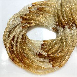 Citrine Quartz facettes Rondelle forme perles ombragées pierre précieuse jaune naturelle pour la fabrication de bijoux - Product Image 1
