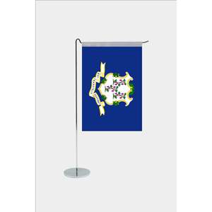 Drapeau de l'État du Connecticut imprimé numériquement sur un mât de drapeau en aluminium en forme de L - Product Image 1