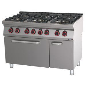 Estufa de Gas GN 2/1 HP 120 de 6 Quemadores con Horno Eléctrico Estático para Cocinas - Product Image 1