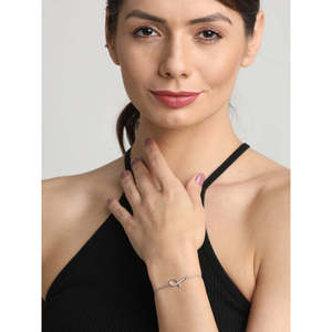 NOVAMART Fine Women's Lia <b>Bracelet</b> 925 Sterling <b>Silver</b> <b>Adjustable</b> Rhodium Plating Featuring for Swiss Zirconia Diamond Gift Wome - Product Image 3