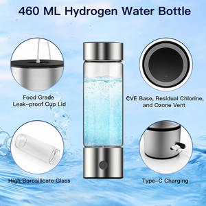 Portátil 2-em-1 máquina de água de hidrogênio gerador de garrafa vidro SPE Pem tecnologia ionizador de água para uso ao ar livre alimentado por bateria - Product Image 3