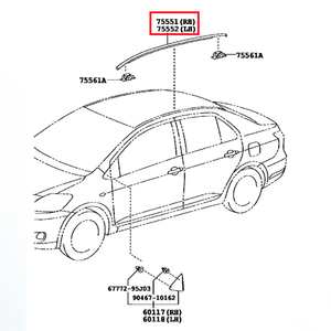 Moldura de Techo <span class=keywords><strong>HY</strong></span>, Moldura de Goma para el Borde del Techo, Acabado Lateral Izquierdo y Derecho para Toyota <span class=keywords><strong>Yaris</strong></span> 75552-52140 - Product Image 5