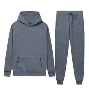Conjunto Deportivo Informal de Invierno para Hombre y Mujer, Sudadera con Capucha Gris Oscuro y Pantalones Jogger, Venta al Por Mayor de Fábrica, Logotipo Personalizado OEM - Product Image 1