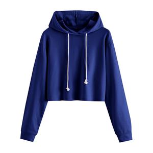 Sudadera con Capucha Holgada para Mujer, Hombros Caídos, Manga Larga Corta, Cintura Corta, Ecológica, Personalizable, Primavera-Otoño - Product Image 4