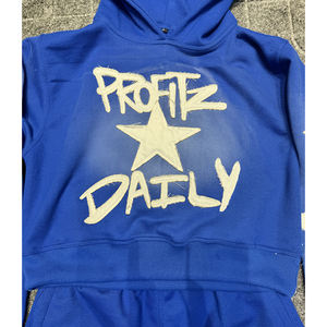 Ensemble de survêtement évasé pour hommes sérigraphié en polaire personnalisé vente en gros ensemble de survêtement évasé 2 pièces en coton uni pour hommes à vendre - Product Image 4