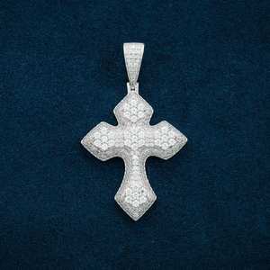 Croix syriaque 925 argent Sterling or et Moissanite diamant rond pointu joli look pour chaîne porter femmes hommes - Product Image 4