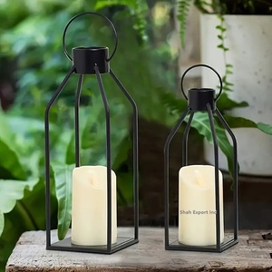 Standard Design Black Metal Indoor Tabletop Candle <b>Lantern</b> for Wedding Home Decor Tabletop Lighting Decorations - Product Image 4