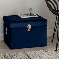Ensemble de coffre de rangement en velours bleu marine coffres de rangement décoratifs verrouillables boîtes de rangement de style ottoman