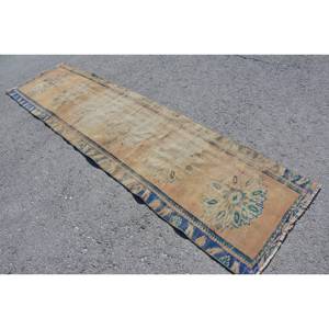Tapis Vintage en Laine Turque 24X10 pieds Beige Bleu Patchwork Design Boho Style Latex pour Grandes Chambres pour Couloir Chambre - Product Image 2