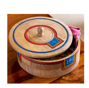 Casserole en bois d'acacia de luxe de la meilleure qualité, forme ronde, artisanat élégamment imprimé, meilleure casserole en bois - Product Image 2