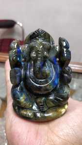 ร้อนขาย2022ซื้อ Ganesha ประติมากรรมลาบราดอไรต์มือแกะสลักรูปปั้น Piedras Naturales คริสตัลบำบัดหิน - Product Image 5