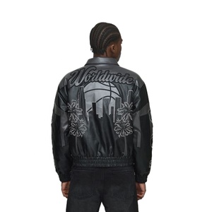 Personnalisable Vintage Zip-Up Hommes Université Veste Solide Motif Faux Cuir Baseball Bomber Avant Logo OEM Service Disponible - Product Image 2