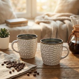 Juego de 2 Tazas de Té de Cerámica Suave Color Blanco Hueso, Diseño Minimalista, para Regalos - Product Image 3
