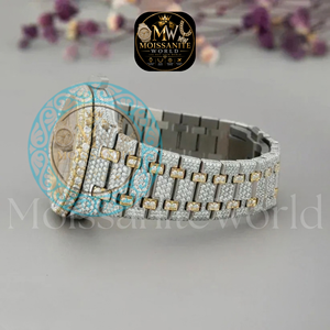 นาฬิกาหรูหราสไตล์ฮิปฮอป ระบบออโตเมติก ประดับเพชร VVS1 แบบ Bussdown Moissanite สำหรับผู้ชาย พร้อมกล่องและเอกสาร - Product Image 2