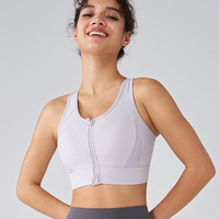 Sujetador deportivo halter con cremallera frontal de alta sujeción para mujer, con almohadillas extraíbles, transpirable, de elastano/poliéster, para yoga, gimnasio, fitness, personalizado