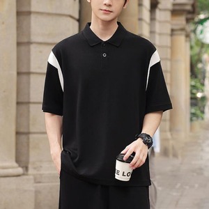 2025เสื้อลำลองสำหรับผู้ชายแฟชั่นใหม่ผ้าถักแขนสั้นคอปกสีล้วนพิมพ์ลายอย่างรวดเร็ว - Product Image 6